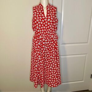 Anne Klein sleeveless dress floral red and white